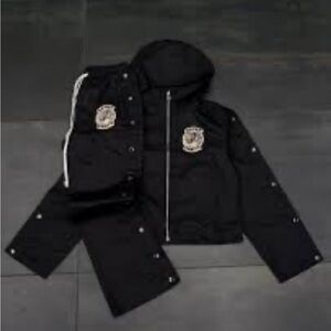 SAINT VANITY Black Nylon Crest Tracksuit (Jacket + Pants) – Like New
